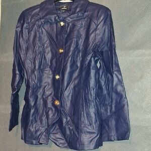 Dennis Basso Navy Leather Jacket